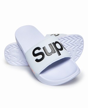 Superdry Pool Férfi Papucs Fehér/Sötét Sötétkék/Narancssárga | NGDJX6029